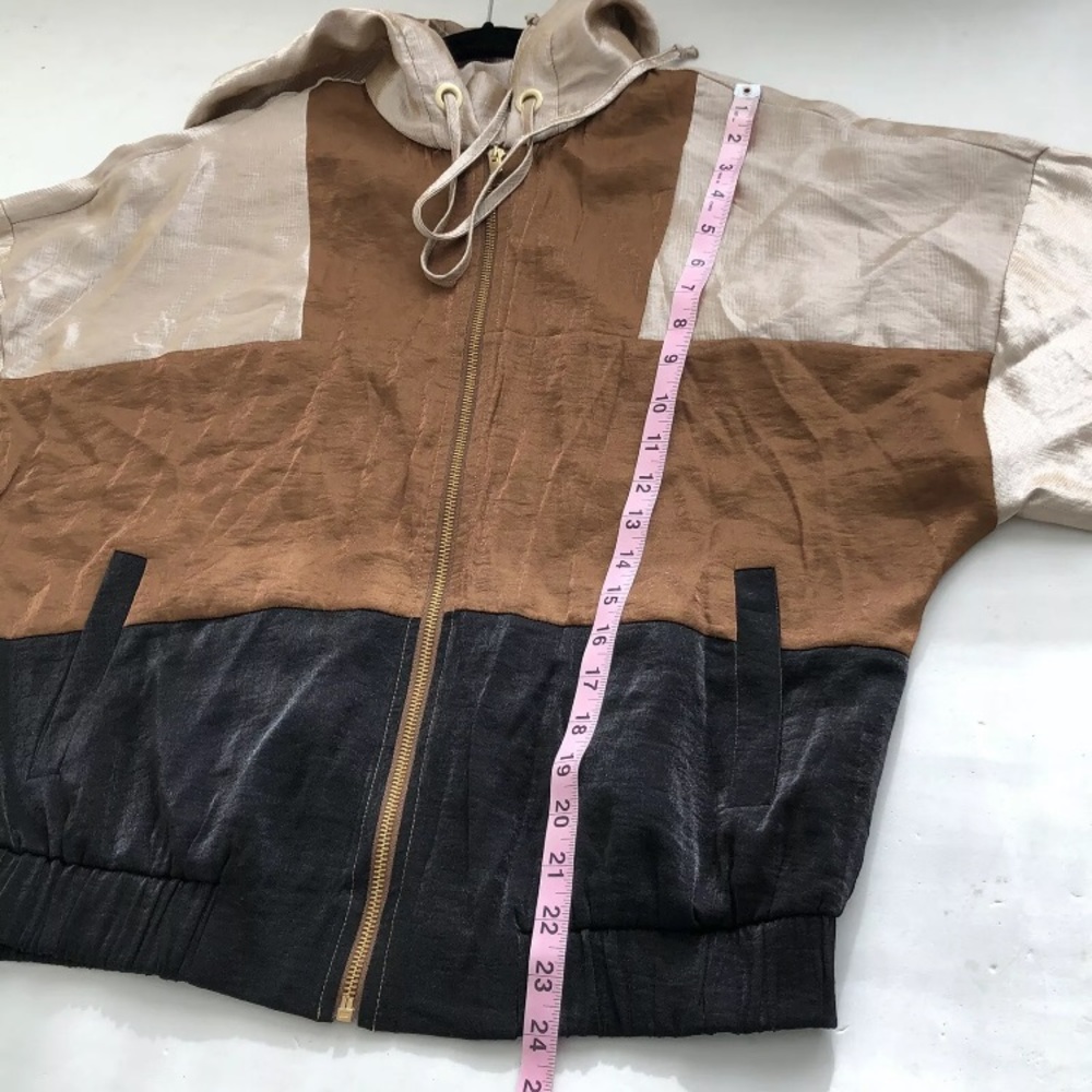 Zara Basic Color Block Hooded Jacket Size Xs - image 6